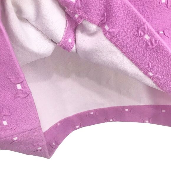 Tyler Böe Pinkish Purple White Bow Textured Sleeveless Drape Neck Pencil Dress - Picture 13 of 14